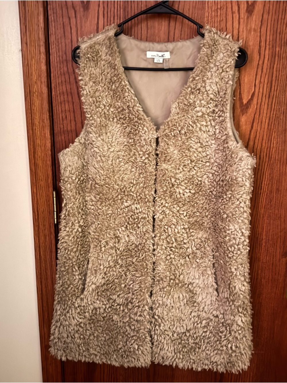 Faux Fur Sherpa Vest L/XL Tan Cream Neutral Cozy Fall Winter Boutique Boho Chic